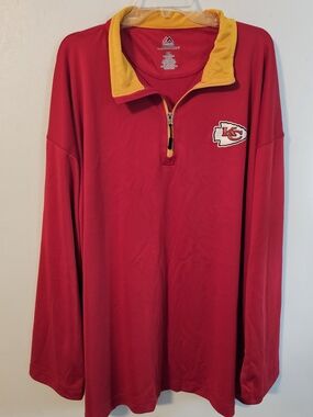 NWOT Majestic Kansas City Chiefs Red & Gold Quarter-Zip Pullover